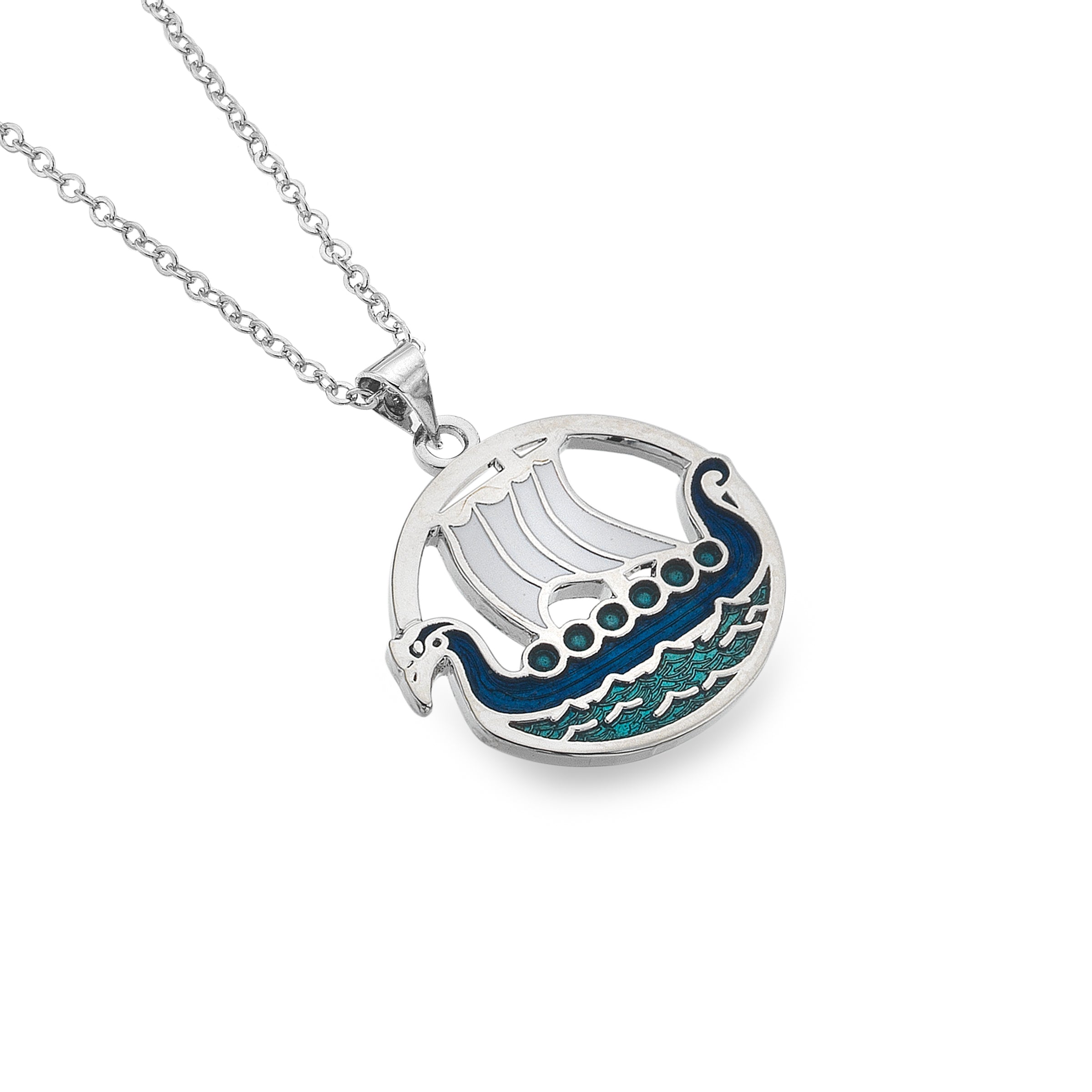 Viking Ship Blue Necklace